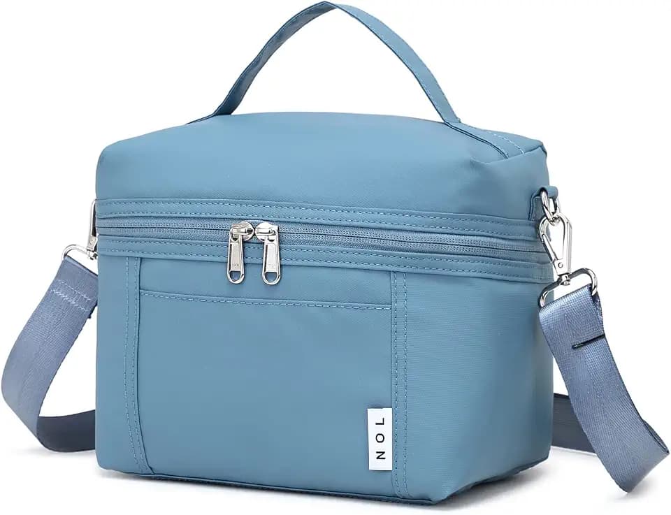 NOL Insulated Lunch Bags for Women Cooler Bag Lightweight Nylon Waterproof Lunch Box for Work Dusty Blue Small 4L