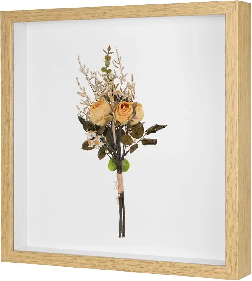 M METERXITY Shadow Box Frame 13x13in Natural Wood Dried Flower Photo Frame