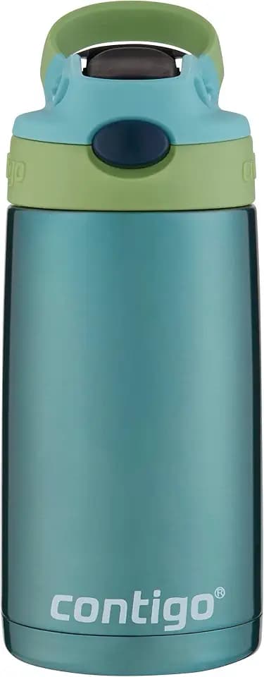 Contigo Kids Stainless Steel Water Bottle with Redesigned AUTOSPOUT Straw, 13oz, Green and Blue, Easy Clean, BPA Free