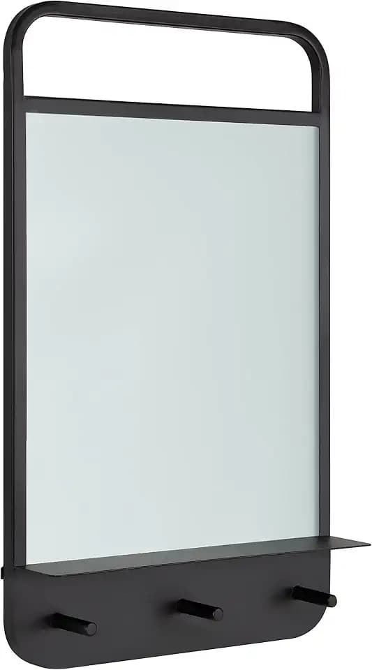 Kate and Laurel Decatur Modern Dry Erase Wall Organizer with Hooks, 18 x 5 x 30, Black, Decorative Command Center Wall Organization