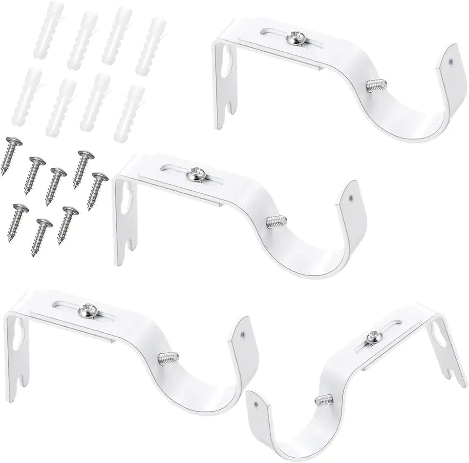 Frienda 4 Pcs Adjustable Curtain Rod Brackets, White