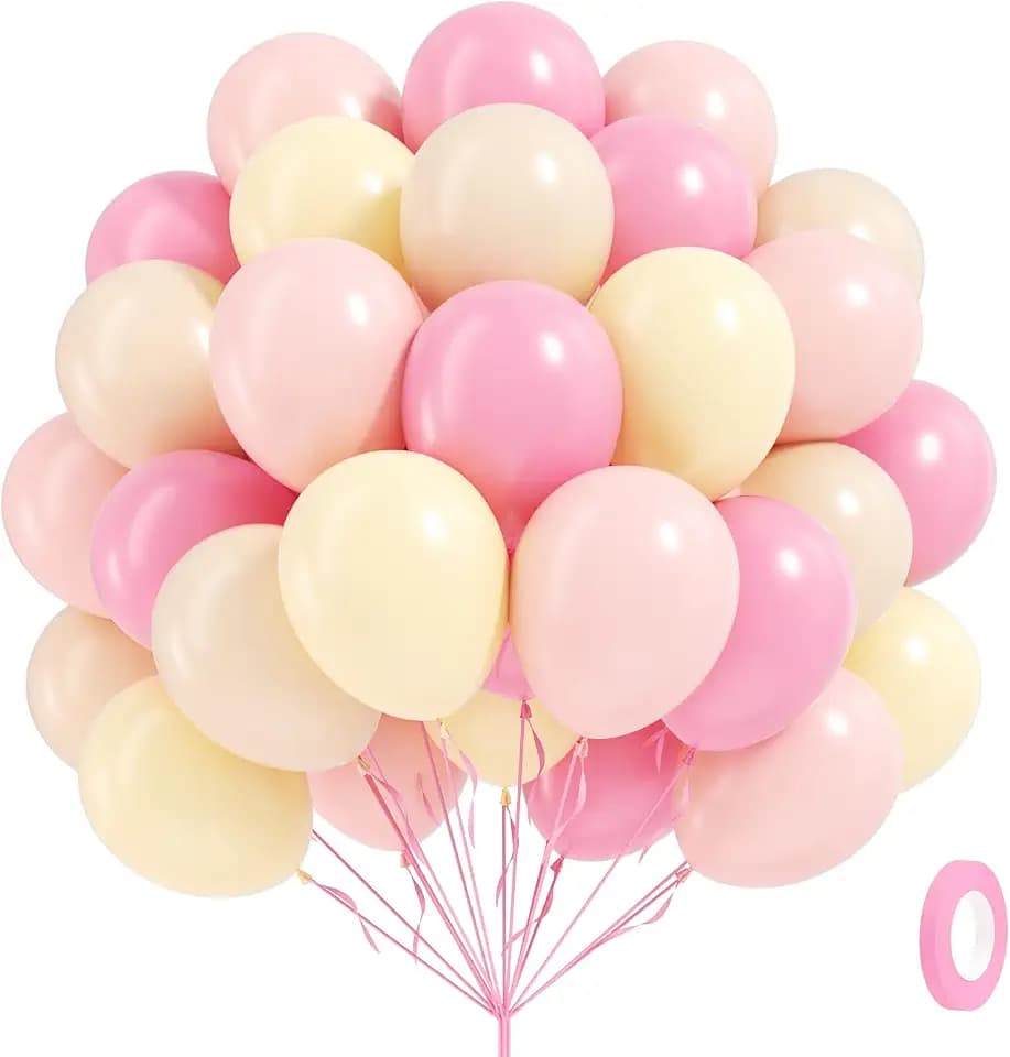 60pcs 12inch Pink and Yellow Balloons with Sand White Balloons