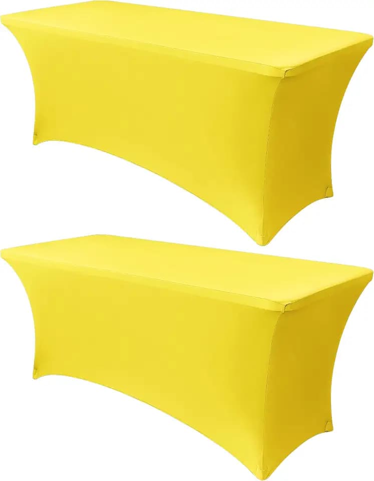 Obstal 4ft Stretch Spandex Table Cover for Folding Tables, 2 Pack, Yellow