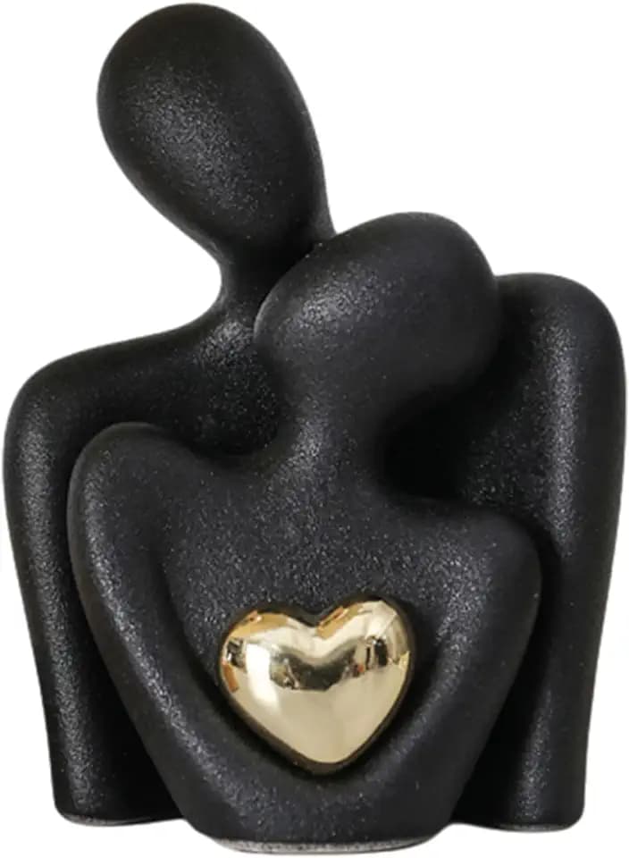 Ceramic Couple Statue - Modern Shelf Decor Knick Knacks for Shelves, Valentine's Day Wedding Gifts, Home Decor for Living Room, Bedroom, Bookshelf & TV Stand - Small Figurines(Black)