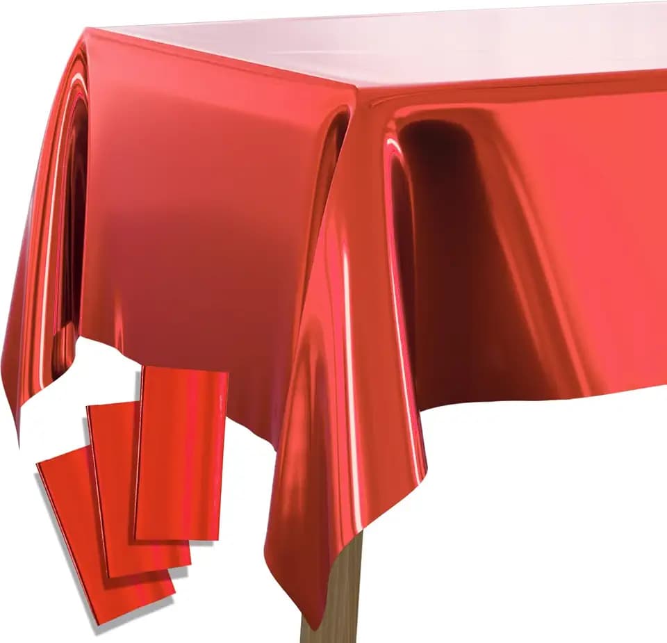 PartyWoo Red Foil Table Cover 3pcs 54 X 108 Inch Rectangle Tablecloth