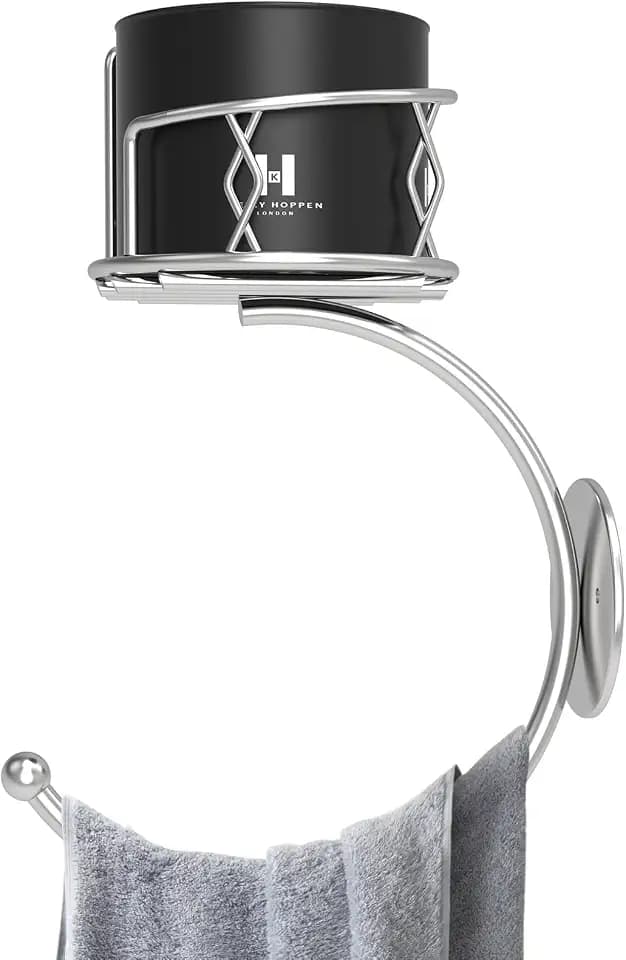 Simple Silver Hand Towel Holder for Bathroom Wall, Metal Sturdy Wall-Mounted Towel Hook with Candle Holder for Vase and Bottled, Hand Towel Racks/Hanger for Bathroom Decor and Kitchen