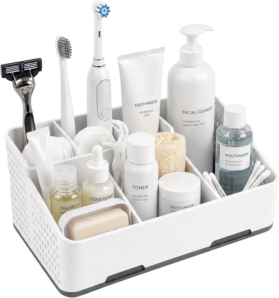 Cleangor Countertop Bathroom Organizer, Toothbrush Holder with Drainage