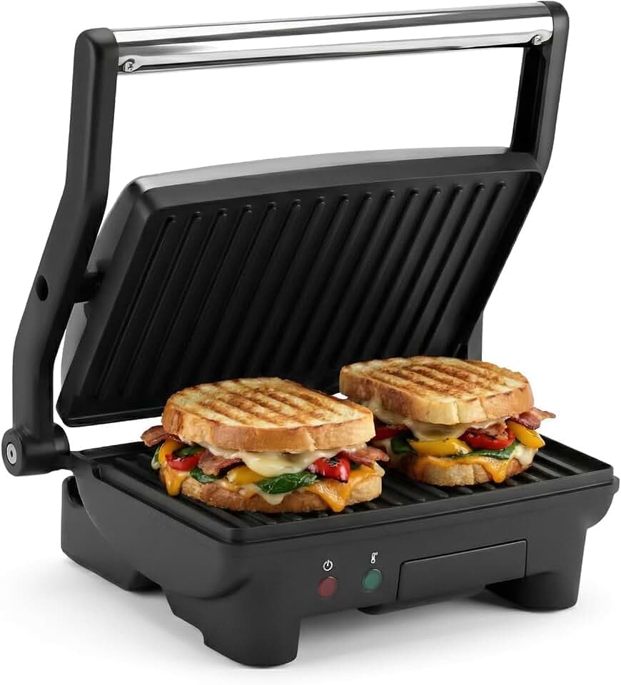 Elite Gourmet EPN-2976 2-in-1 Panini Press & Indoor Grill, Stainless Steel