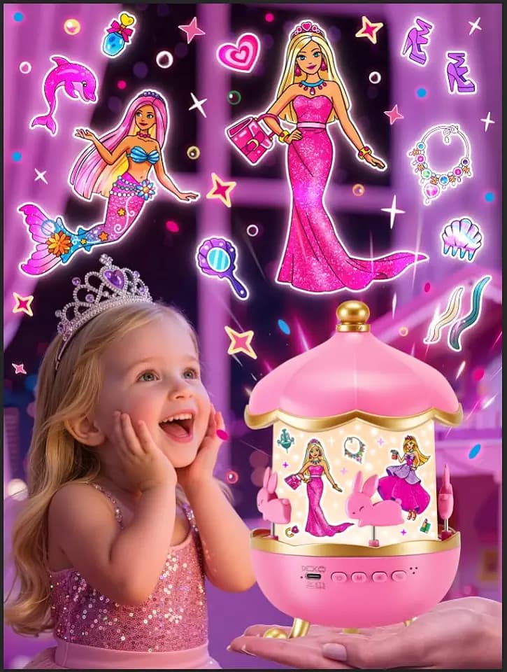 Princess Toys for Girls, 【18 Films+15 White Noises】Kids Night Light Projector+Sound Machine Baby, Princess Dolls for Bedroom, 2 Year Old Girl Birthday Gift, Mermaid Toys for 6 Year Old Girl Gifts+Toys