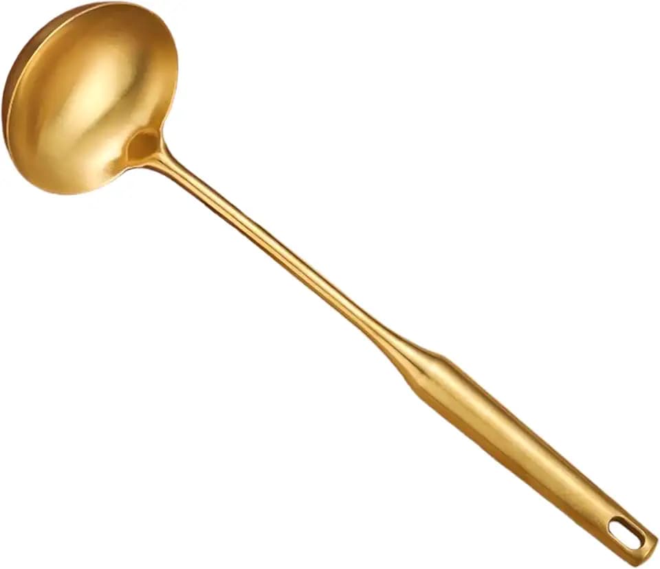 Soup Ladle 304 Stainless Steel 13.8 Inch Gold Vacuum Handle