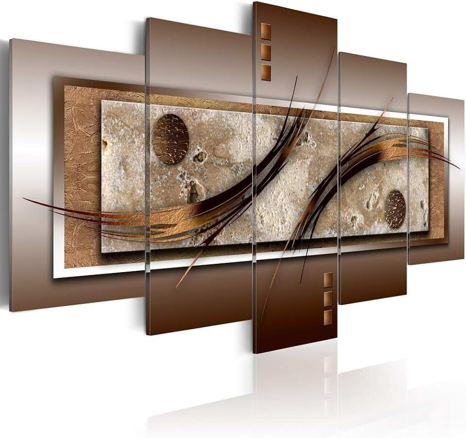 Canvas Prints Wall Art Delicate Shapes and Warm Colors Abstract 5 pieces Painting Contemporary Picture Home Decoration for Bedroom Framed Ready to Hang (CL02, Small W40” x H20”)