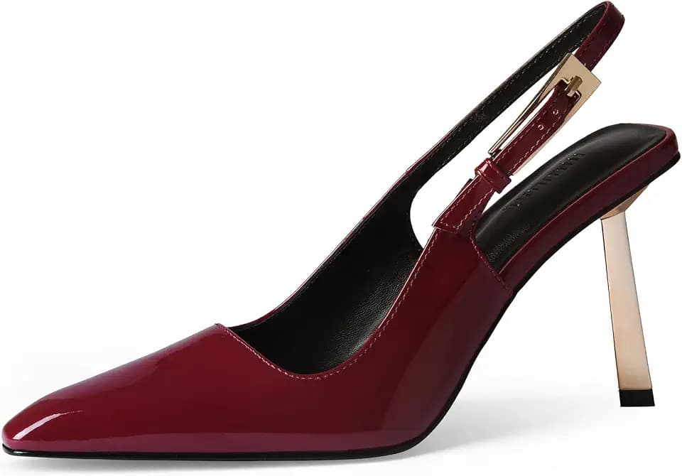 iiimmu Slingback Heels for Women 3.5 in / 4 in Kitten Heel Closed Toe Pumps Dress Shoes