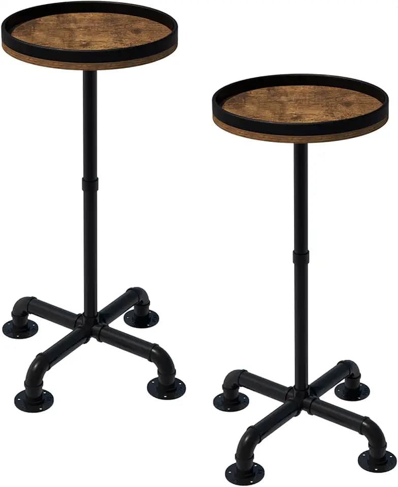 2 Pack Small Round Side Tables for Small Spaces, Martini Drink Tables