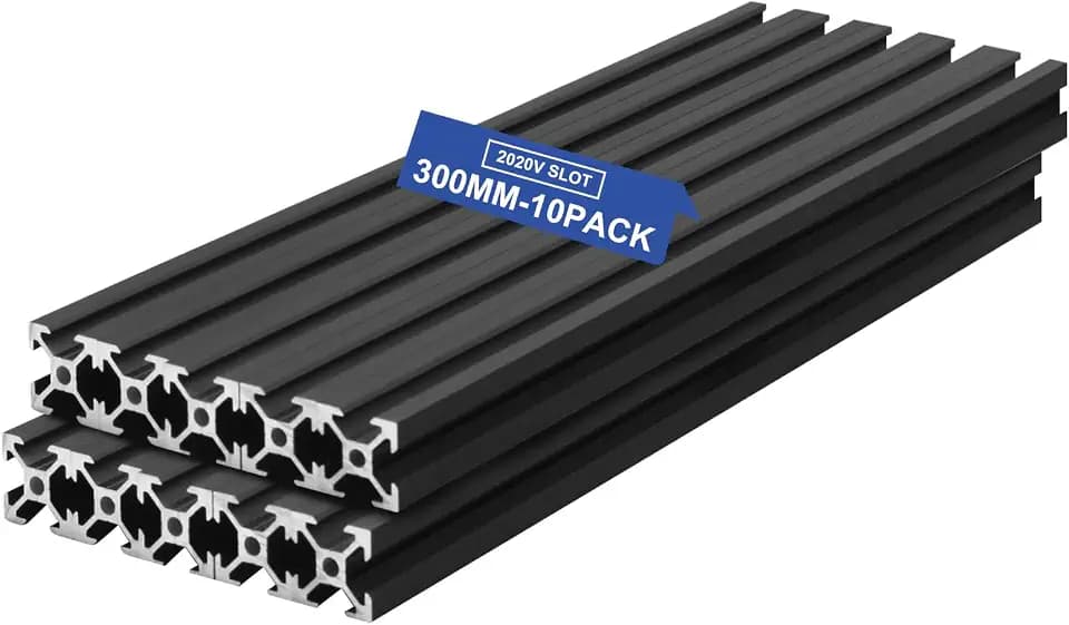10Pcs V Slot 2020 Aluminum Extrusion Profile 300mm(11.8'') Black