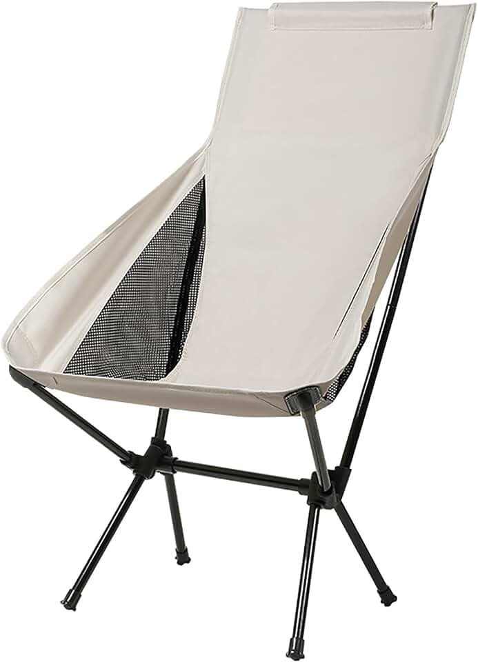 Wind Tour Portable Camping Chair Foldable Outdoor Chair for Hiking Camp Backpacking Lawn Beach Fishing Picnic with Carry Bag (High-Back | White)