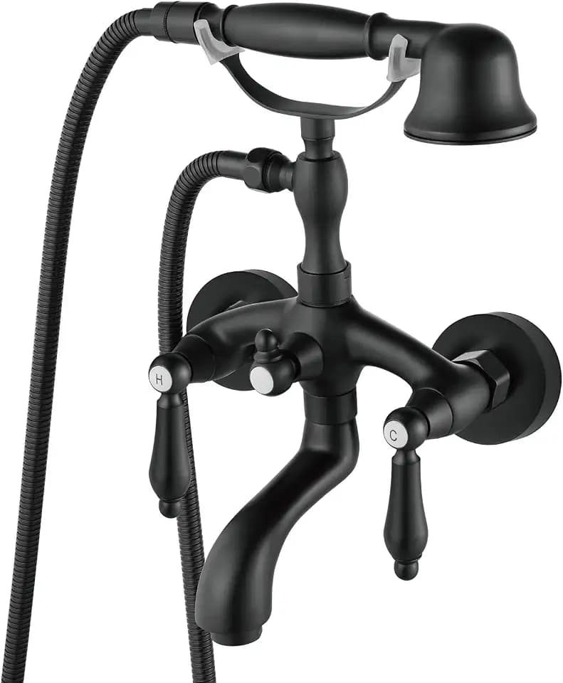 Aolemi Wall Mount Bathtub Faucet Tub Filler with Handheld Matte Black