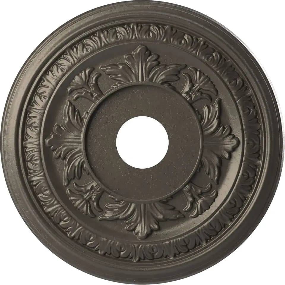 Ekena Millwork CMP19BADST Baltimore Thermoformed PVC Ceiling Medallion (Fits Canopies up to 7 3/4"), 19"OD x 3 1/2"ID x 1"P, Universal Aged Metallic Weathered Steel