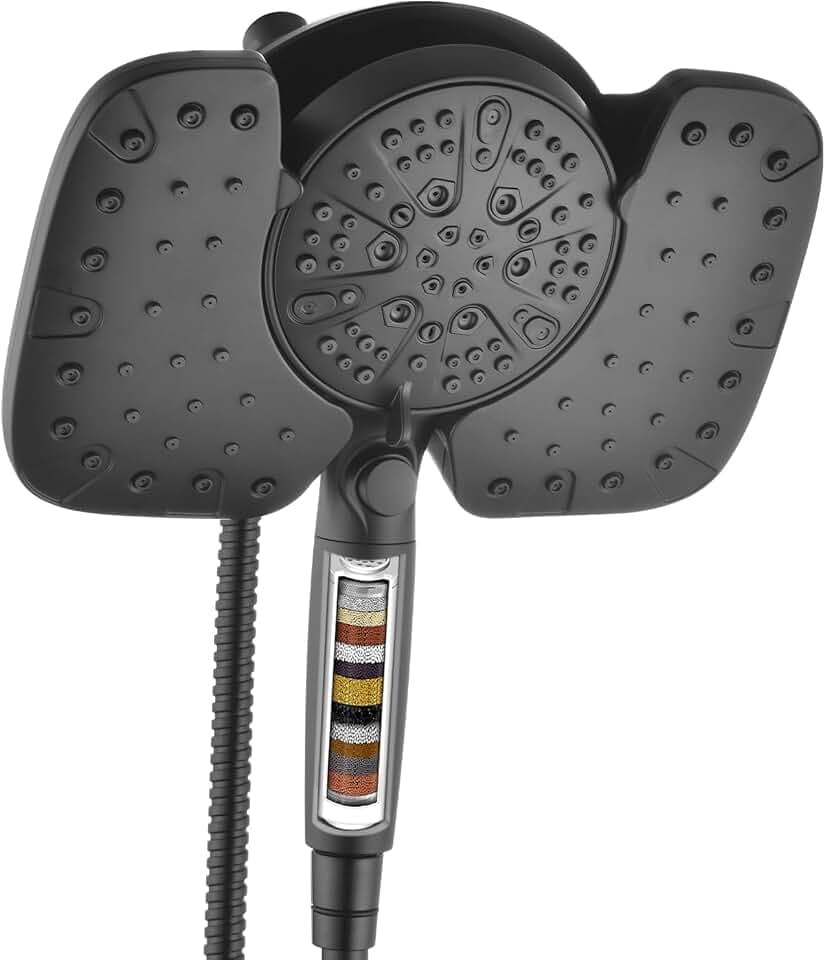 INAVAMZ Rain Shower Head with Filtered Handheld Spray Combo Black 2.5 GPM