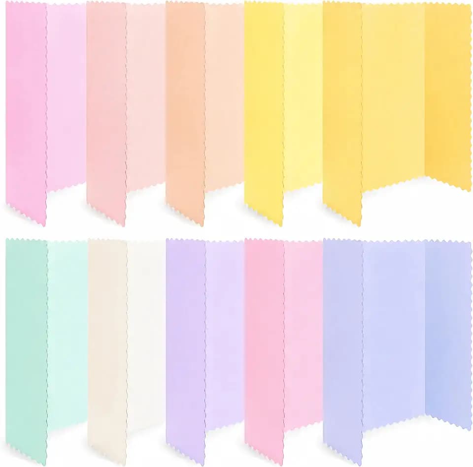 Mooliwe 36" X 48" 10 Pack Scalloped Trifold Poster Board,Macaron Colors
