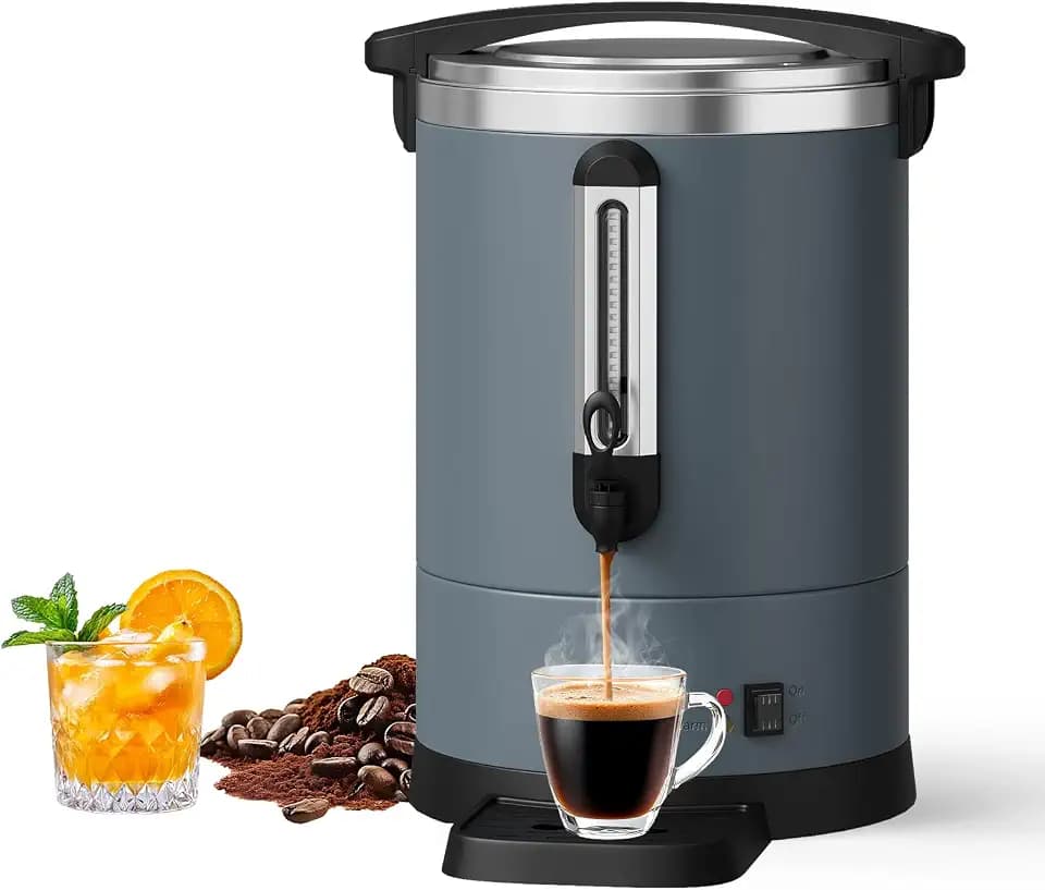 Garvee 14 L/100 Cups Coffee Urn-3.8 gal Double Wall Commerical Coffee Maker for Buffet Catering Wedding Gathering,Large Capacity Hot Coffee Dispenser,Stainless Steel Hot Water Urn-Grey