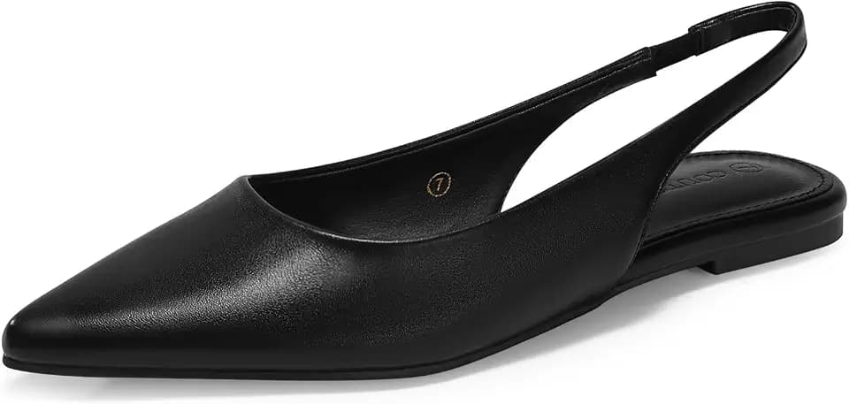 Coutgo Womens Slingback Flats Pointed Closed Toe Slip On Ballet Dress Shoes