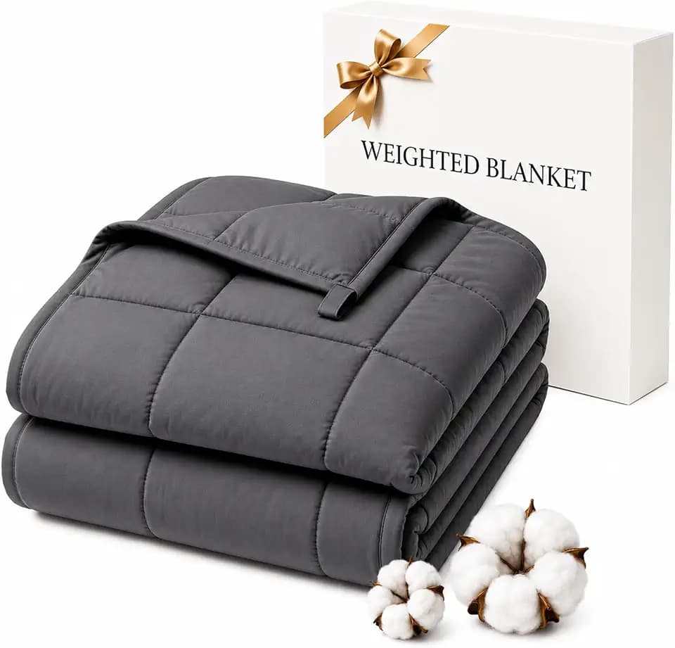 Smart Queen Cooling Weighted Blanket for Adults 15 lbs, 48"x72" Twin Size Heavy Blanket for Sleeping, Soft Breathable Cotton with Glass Beads, Machine Washable, Grey (Fits 120-160 lbs)