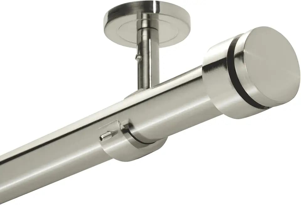 Ceiling Curtain Rod 48-84, Brushed Nickel, 1 inch, Heavy Duty Curtain Rods