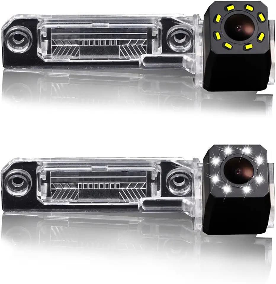 8 LEDs Nacht Visionen Auto Rückfahrkamera,170 ° Weitwinkel HD Farbe wasserdichte Rückfahrkamera Ersatz für VW Transporter T5 Magotan Polo Golf Jetta Passat B5 Touran Caddy Multivan Sharan