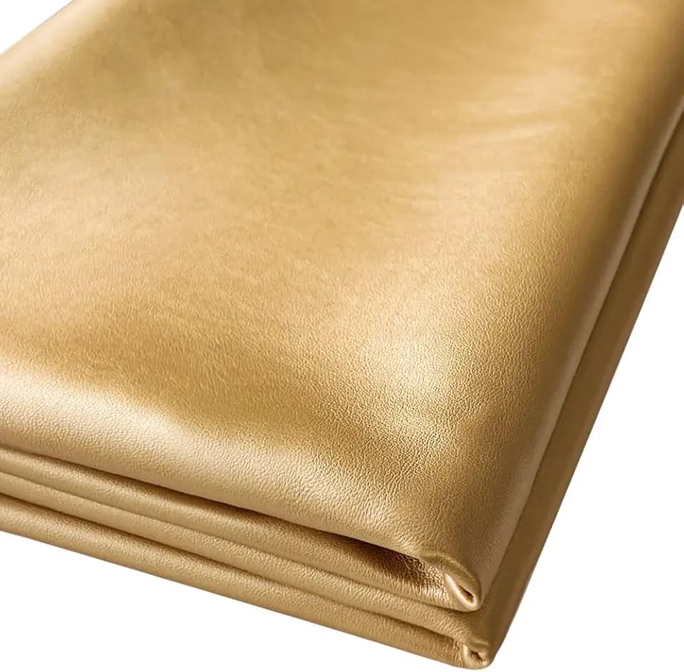 Faux Leather Fabric 1 Yard 54" x 36" Soft Solid Color Crafts Material 0.9mm Thick Perfect for Upholstery Covers, Bags, Leather Clothing and Accessories (Gold)