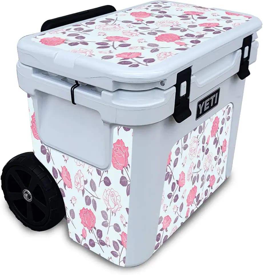 Glossy Glitter Cooler Skin Compatible with Yeti Roadie 32 Wheeled Cooler - Vintage Floral - Premium 3M Vinyl Protective Wrap Decal Cover - Easy to Apply | Crafted in The USA by MightySkins