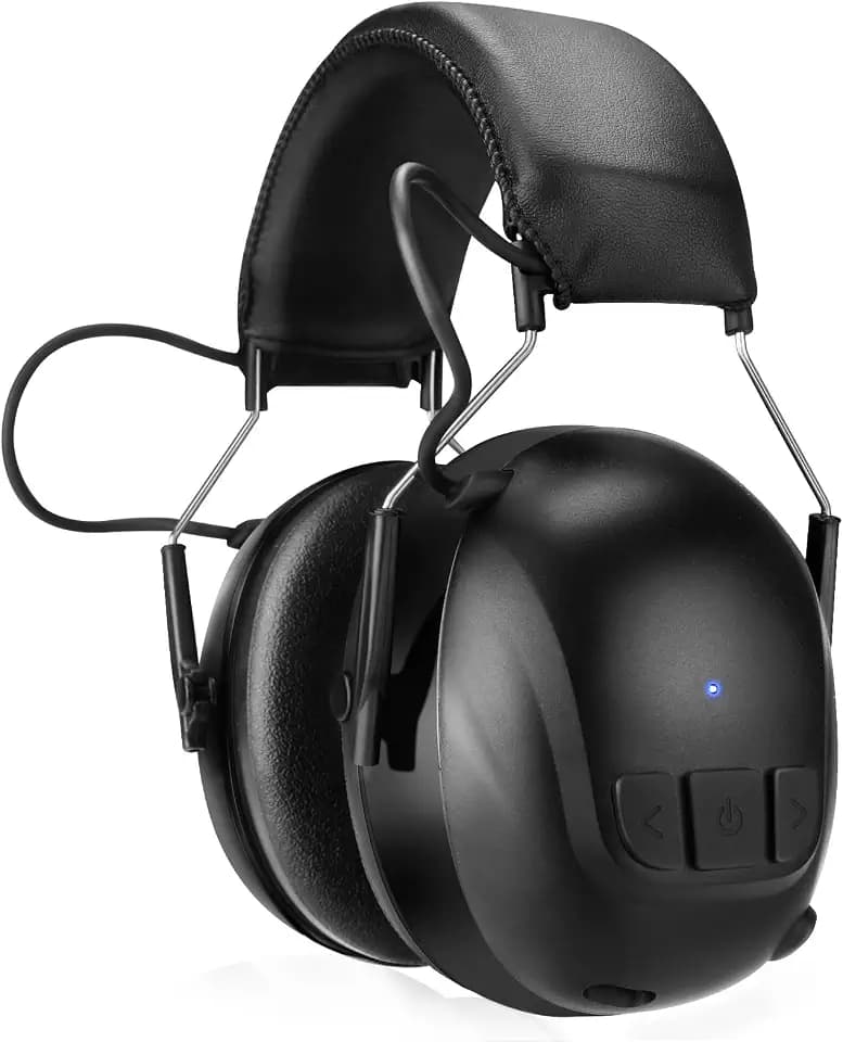 Kalence Bluetooth 6.0 Hearing Protection with 120H Working Time, 30dB Safety Earmuffs, Rechargeable Ear Protection Headphones with Mic for Mowing, Workshops, Construction, Snowblowing, Black