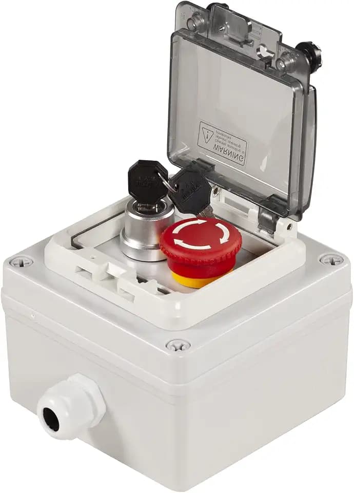 Lockable E-Stop Key Switch with Cover, Anti-Misoperation IP67 Station