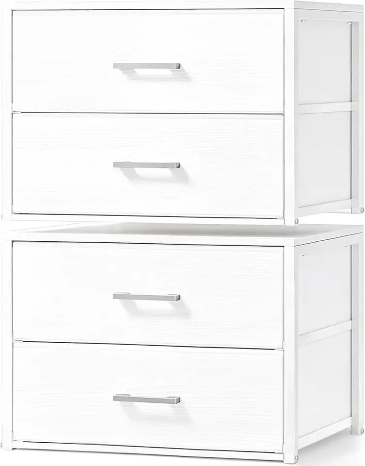 Fixwal Closet Drawers for Clothes, 2 Pack, 4 Drawers Stackable, 21.2" Wide