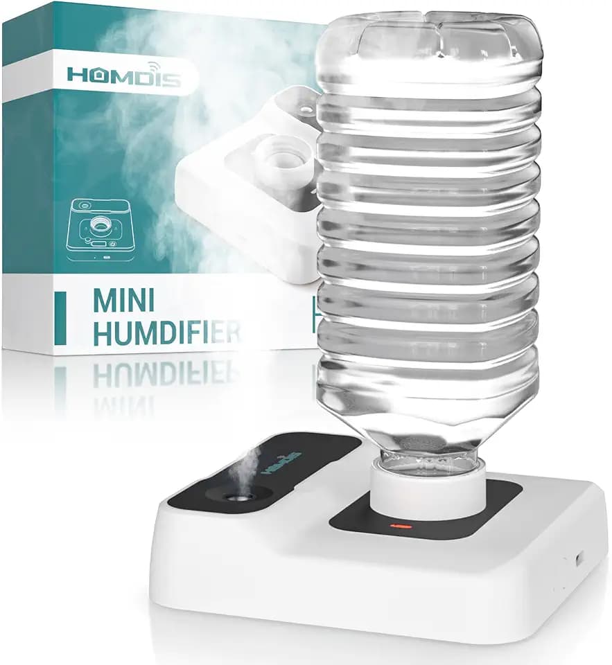 Portable Humidifiers for Travel, Small Mini Humidifier with Auto Shut-Off, Nightlight and Storage Bag for Hotel, Bedroom or Office, Plant Humidifier Indoor, White