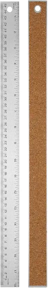 PATIKIL Stainless Steel Ruler Cork Backed, 18 Inch Straight Edge Ruler Non-Slip Cork Backing with Inch and Centimeter Scale for Office Engineering Drawing