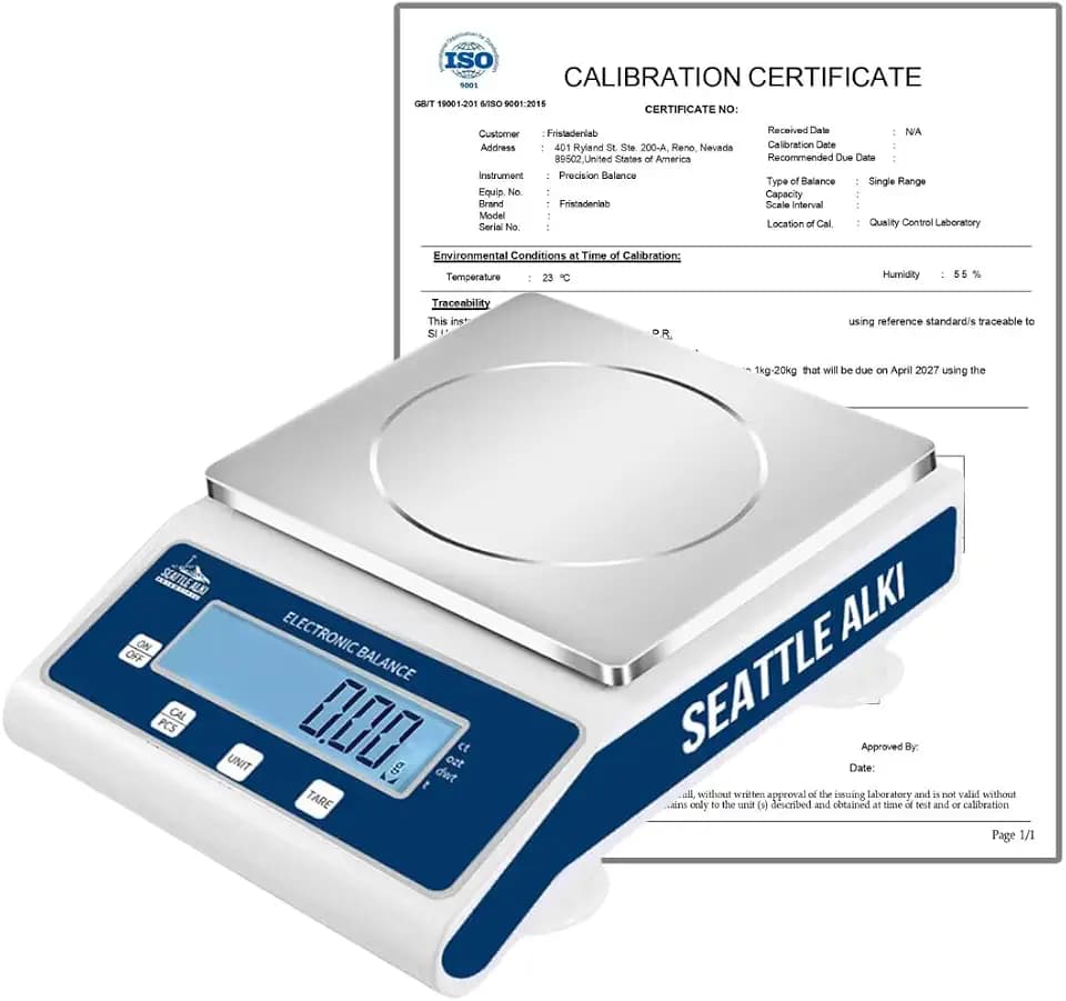 Seattle Alki Scientific Analytical Precision Scale 2000g x 0.01g, Grams, Pounds, Ounces, Carats, High Accuracy Digital Balance for Laboratory, Business, Jewelry, By Fristaden Lab