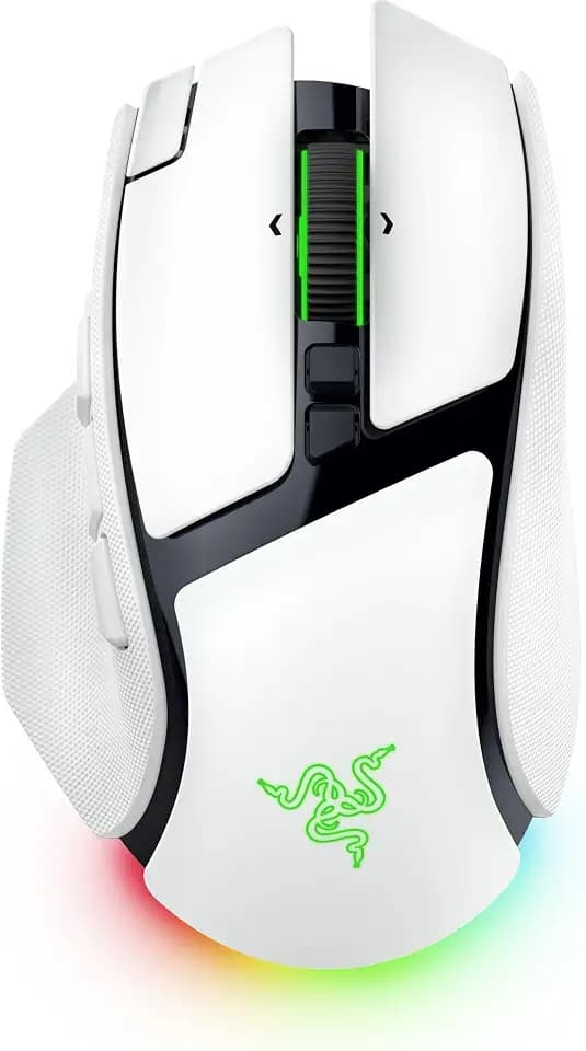 Razer Basilisk V4 Pro - Vollständig anpassbare kabellose ergonomische Gaming-Maus - Optischer Sensor mit 50K - 14 anpassbare Tasten - Bis zu 200 Stunden - PC/Mac | Weiß