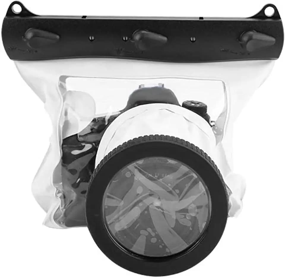 Universelle wasserdichte Tauchtasche, 20 M Unterwasser-Tauchtasche, wasserdichte DSLR-Tasche, Unterwasserfotografie-Gehäusekäfig für Nikon DSLR-Kameras (Weiss)