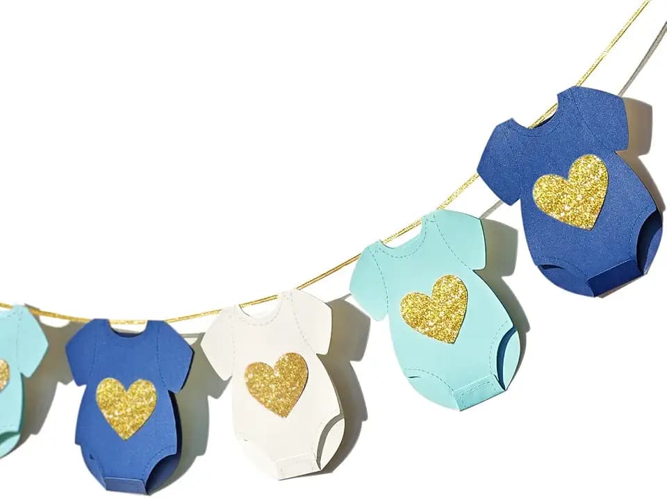 Letjolt Blue Baby Shower Boys Garland Gender Reveal Banner 9 Flags