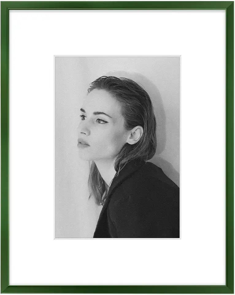 Golden State Art 8x10 Green Aluminum Frame with White Mat, Real Glass