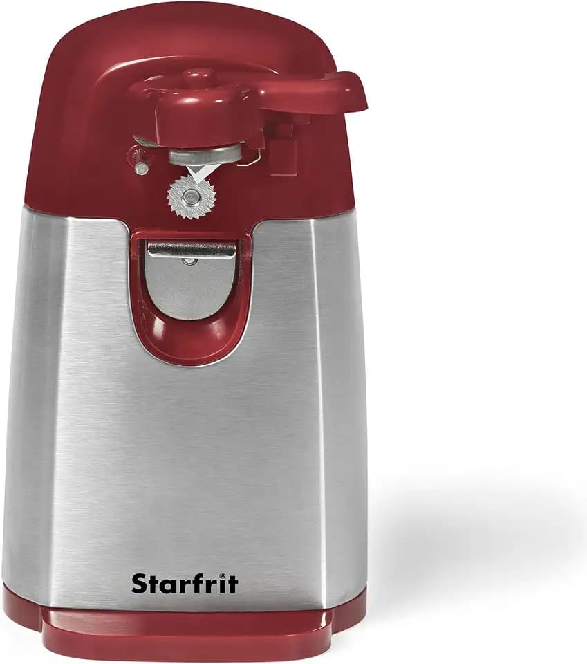 Starfrit Electric Can Opener, Hands-Free, 3-in-1, Comfort Grip, Red