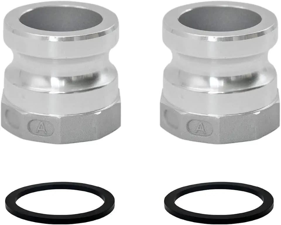 SAFBY 2 PCS Aluminum Global Type A Cam and Groove Hose Fitting, Plug x NPT Female with 2 PCS Camlock Gasket Fitting (2“)