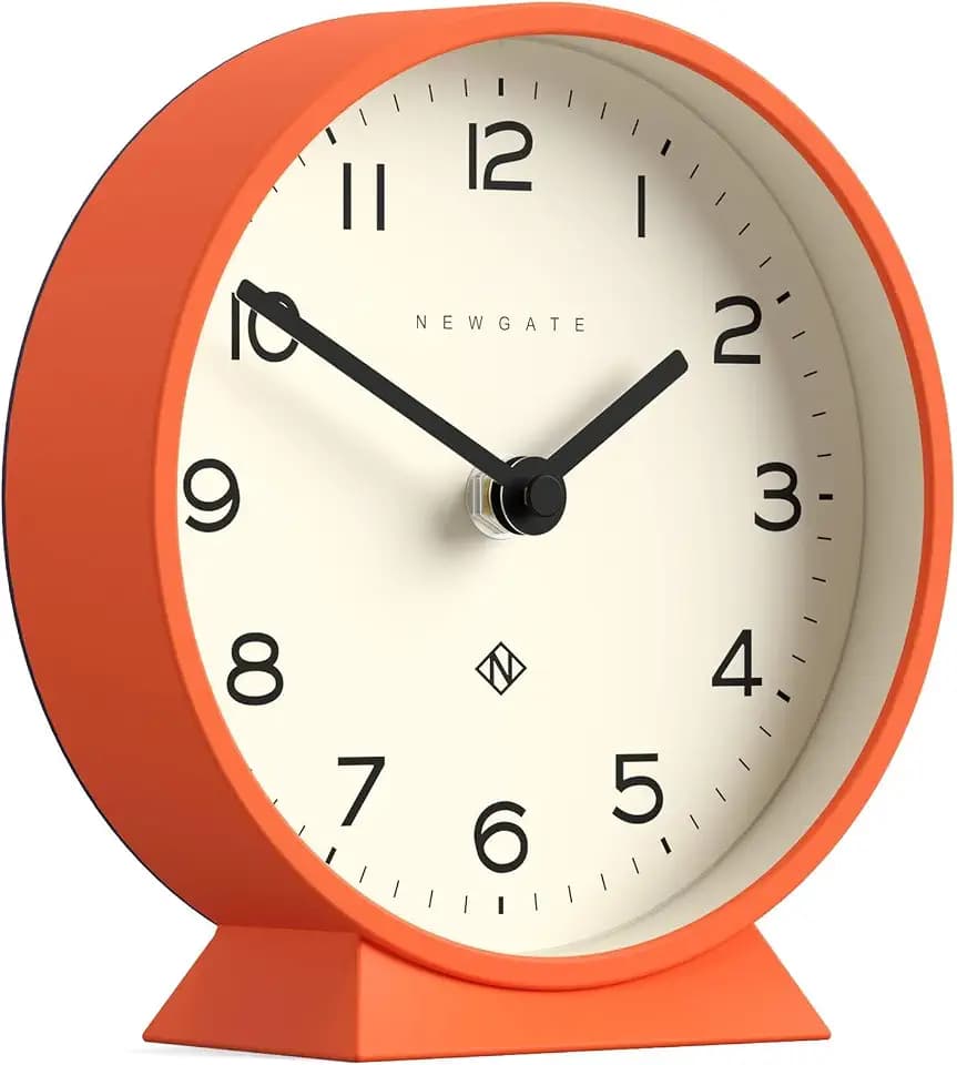 NEWGATE® M Mantel Echo Desk Clock | Modern Round Design | Pumpkin Orange
