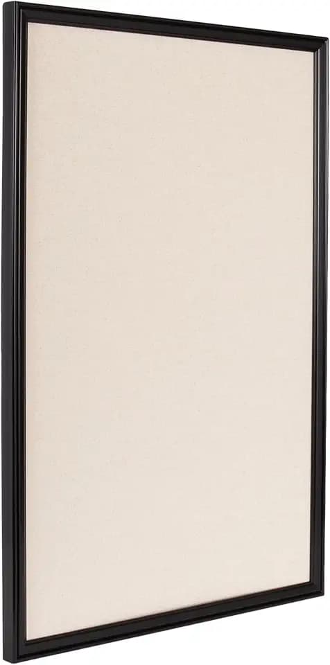 Kate and Laurel Adlynn Rectangle Framed Linen Fabric Pinboard, 24 x 36, Black, Traditional Beveled Bulletin Board for Vintage Home Wall Organization or Aspirational Vision Board