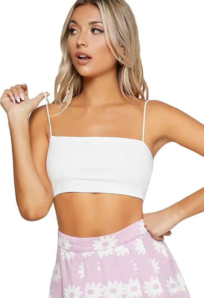 OYOANGLE Women's Spaghetti Strap Crop Tank Top
