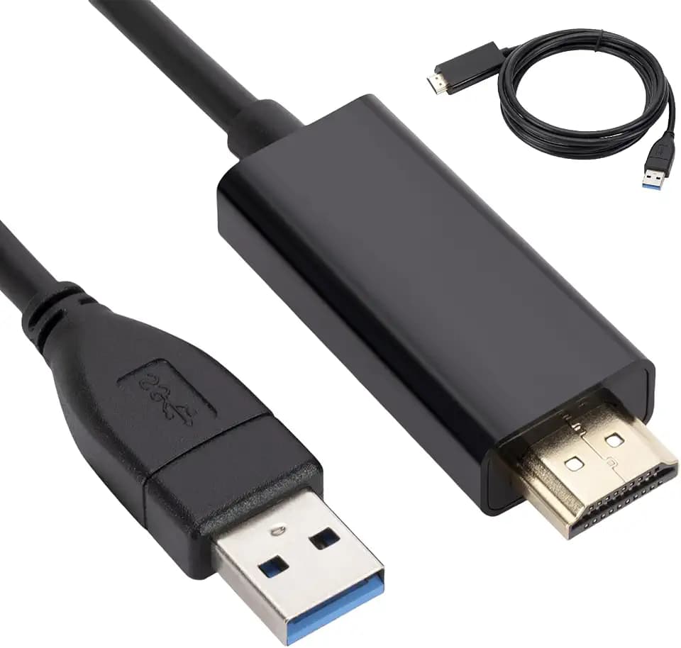 USB zu HDMI Adapter: 1.8M USB 3.0/2.0 zu HDMI Adapterkabel, HDMI Audio Video Adapter, USB zu HDMI Stecker Kabel für PC, Laptop HDTV TV, Kompatibel mit Windows 7/8/8.1/10/11/MacOS/XP