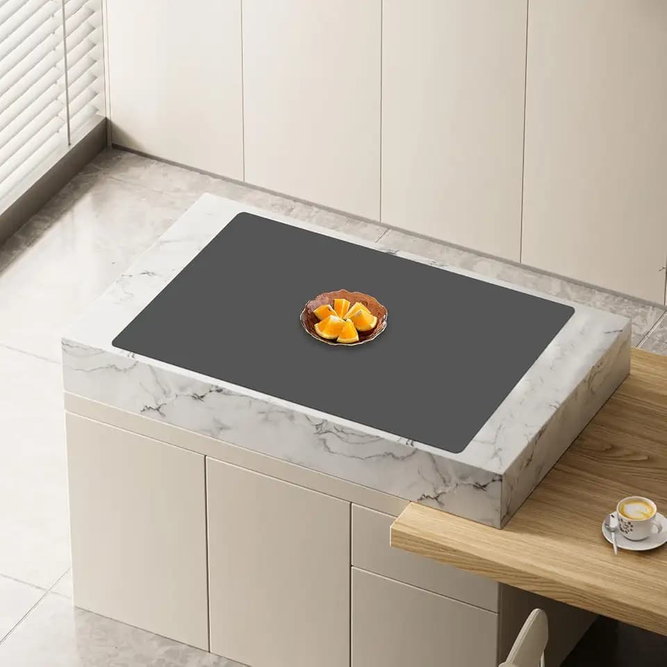 32''x24''(80cmx60cm) Large Silicone Mat for Kitchen Counter, Heat Resistant Countertop Protector, Non-Slip Waterproof Kitchen Island Mat, Easy to Clean, Dark Gray