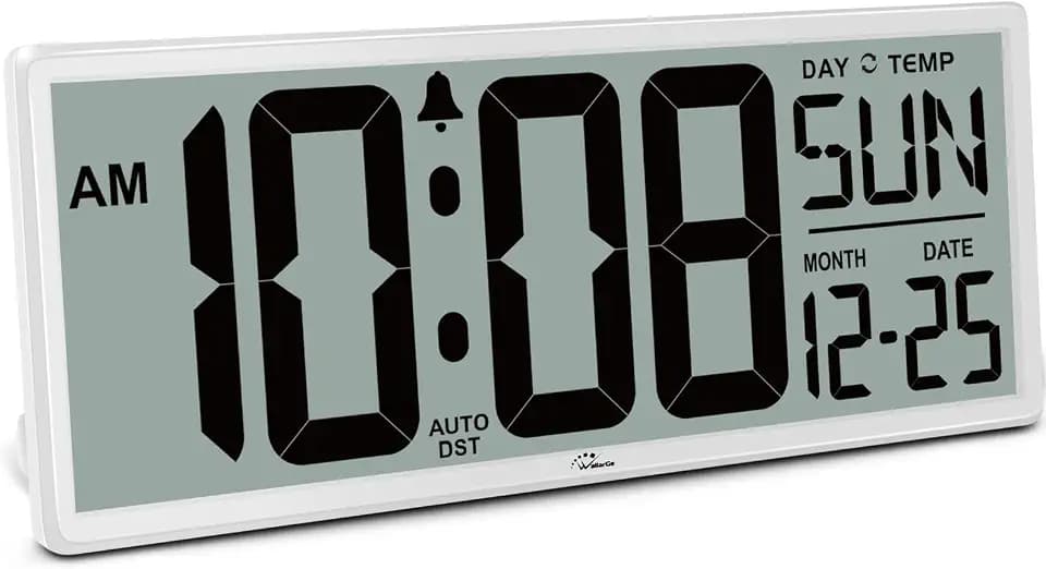 WallarGe 14.5'' Large Digital Wall Clock Battery Operated