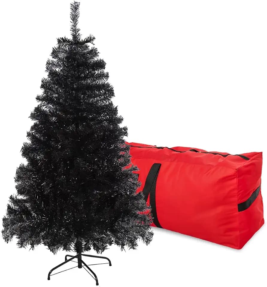 Black Christmas Tree 5FT Small Halloween Tree 600 PVC Branch Metal Stand