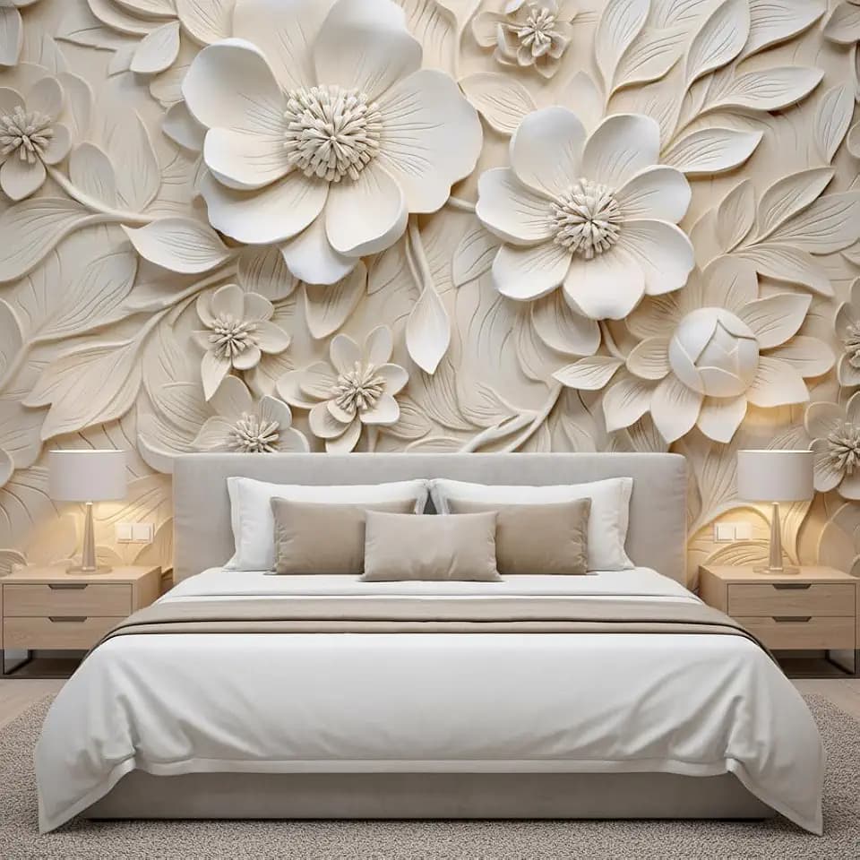 3D Relief Floral Peel and Stick Mural Wallpaper Magnolia Wall Mural